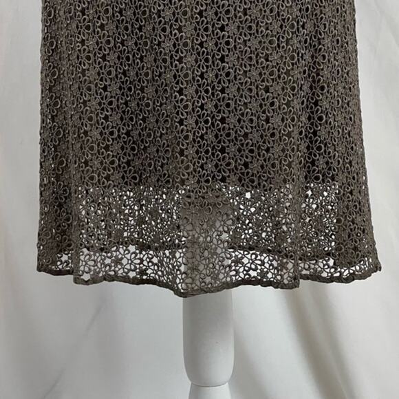 Isabel Ardee Taupe Sheer Floral Lace Fitted Cottage Feminine Dress Size 4 - Picture 4 of 12